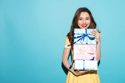 Woman with lots of gifts