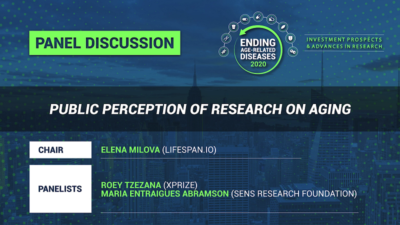 A thumbnail for the "Public perception of research on aging" panel at the EARD2020 conference