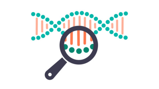Magnifying glass on DNA