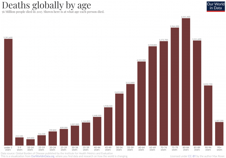 Deaths globally by age