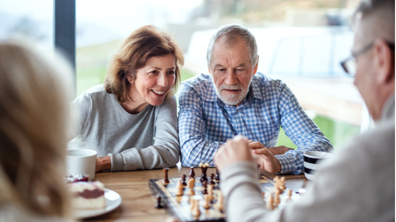 Older people playing chess