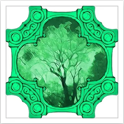 The Cedar badge relates to heroes journeying through a dangerous haunted forest during an epic quest for longer healthy life.