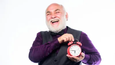 Old man with clock