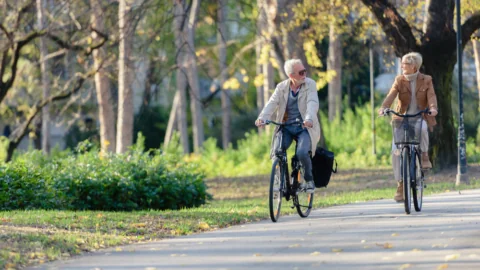 Elderly bicycling