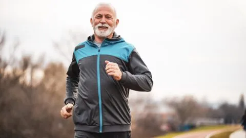 Old man jogging